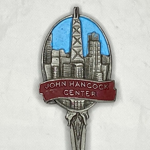 John Hancock Center Chicago VTG 5" Pewter Spoon Travel Souvenir D112 WAPW (EUC) - Picture 2 of 6